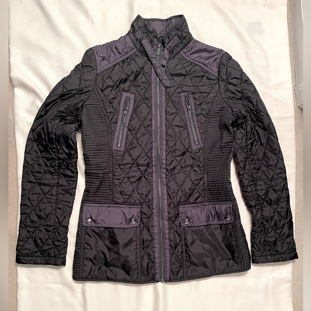 Banana Republic Black Jacket with pockets & multiple zippers with Belt